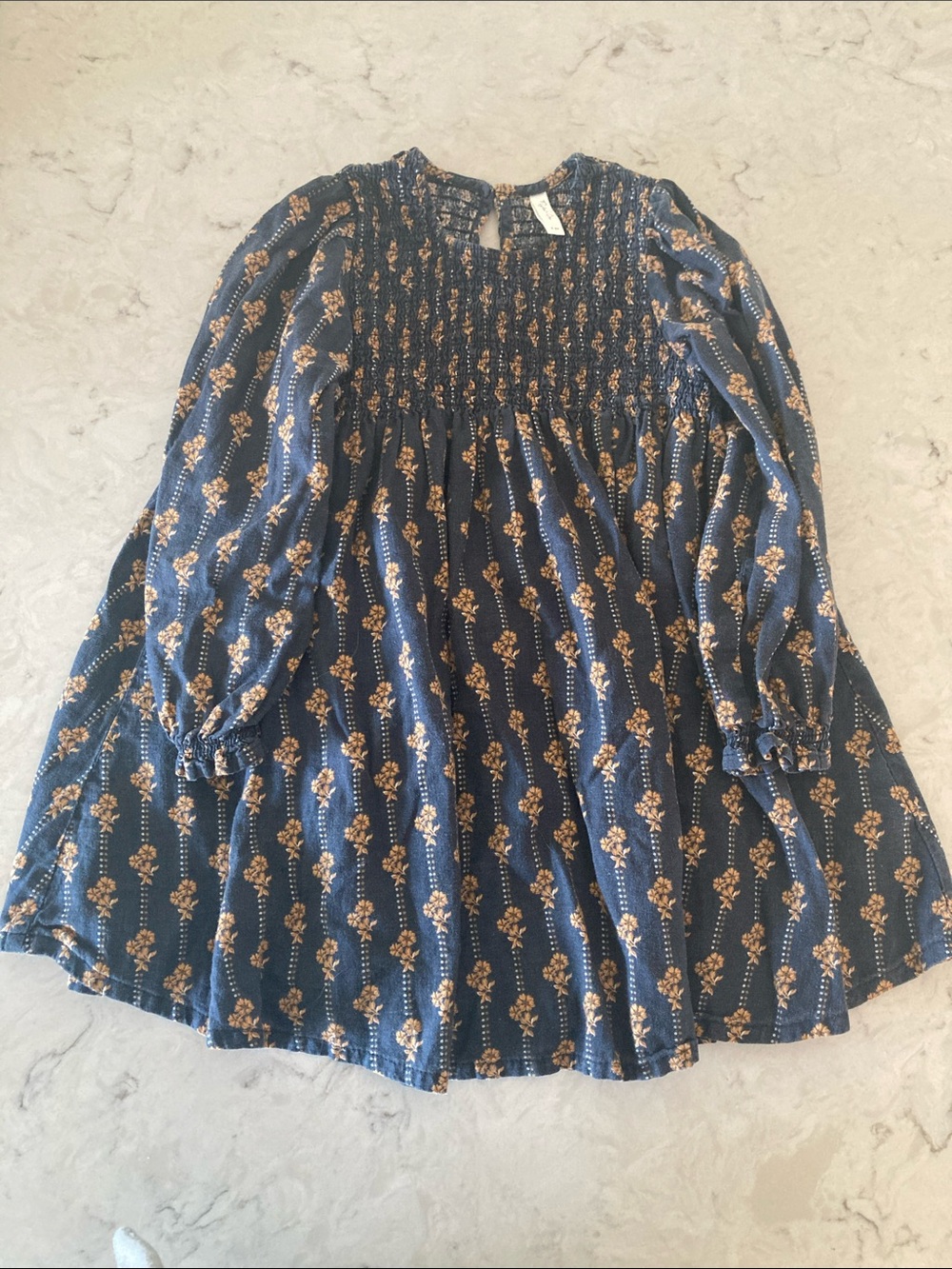 Rylee + Cru Navy Floral Smocked Yoke Girls' Dress